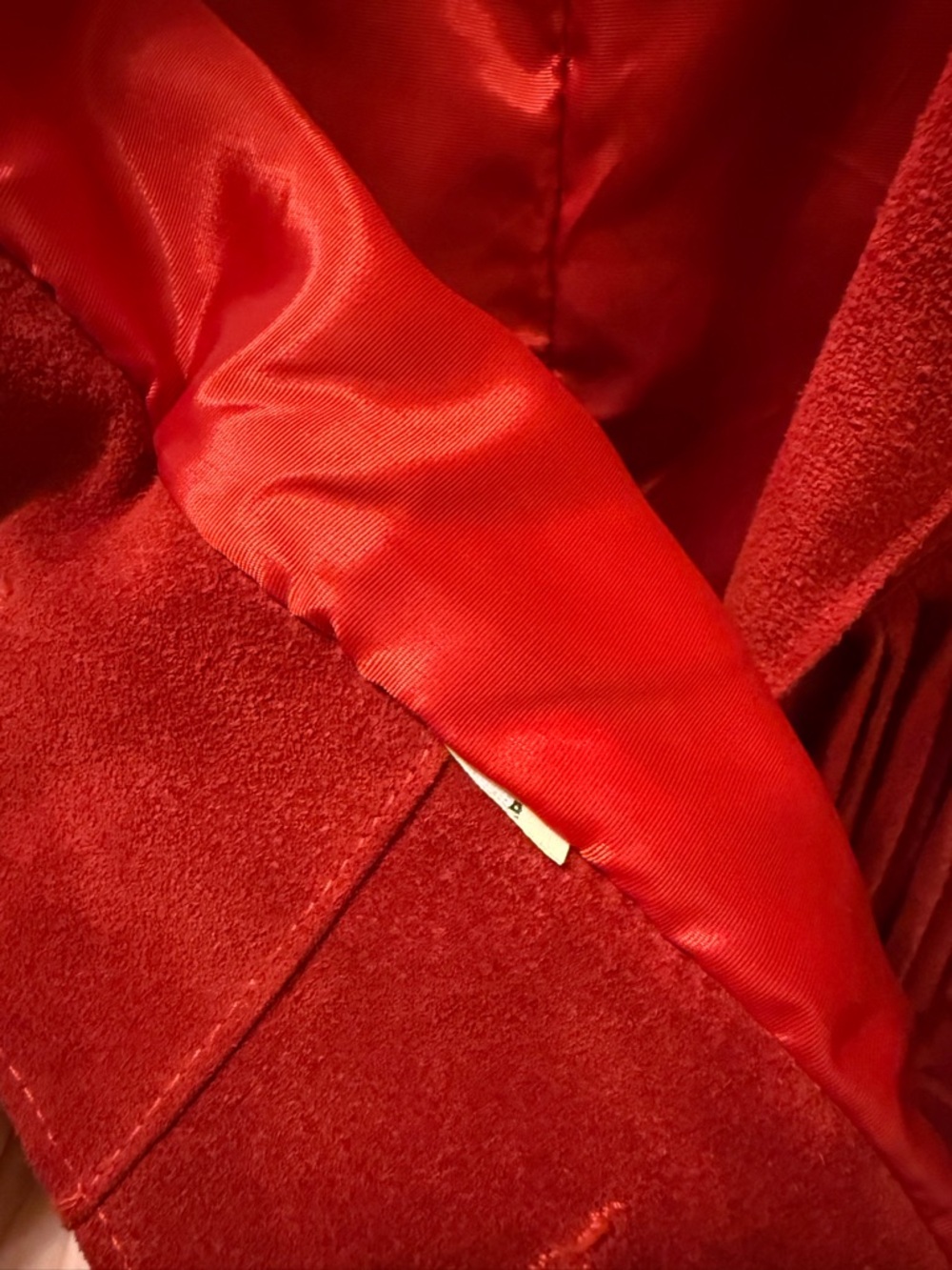 Neiman Marcus Red Suede Fringe Jacket - Picture 6 of 10